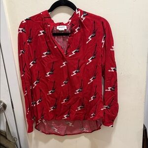 Zadig & Voltaire Red Guitar Print Blouse